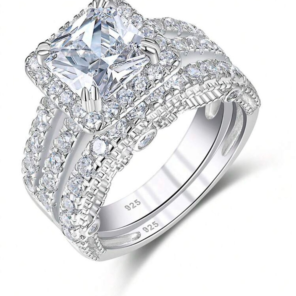 NWT-4 Carat Princess Cut Sterling Silver Engagement Rings
